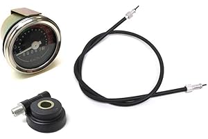 STREETPARTS24 Tacho Tachowelle Antrieb Set passend für Kreidler Florett RS, RMC, Flory – VDO Tachometer 80 km/h – Ø 48 mm – M10 – 850 mm Welle – mechanischer Tachoantrieb