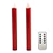 Produktbild lukloy – Pack von 2 LED Dancing Flame beweglichen Docht Taper Kerzen (rot) mit Timer-Fernbedienung Dimmer Funktion RC, für Weihnachten Hochzeit Abendessen Dekoration batteriebetrieben