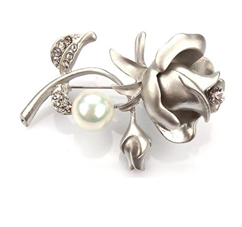 Hosaire Brosche Mode Strass Rose Blütenform Perle Broschen für Hochzeits Party Schmuck Zubehör - 2