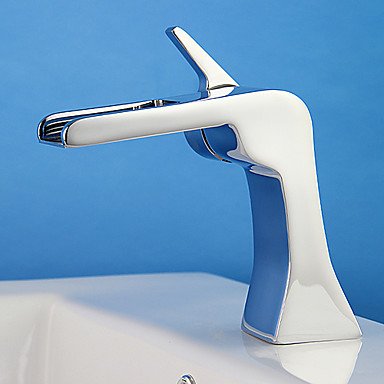 Preisvergleich Produktbild Mischbatterie Armaturen für Waschbecken - Zeitgenössisch - Wasserfall - Messing ( Chrom )