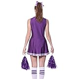 Sexy Cheerleader Kostuem Uniform Cheerleading Cheer Leader mit Pompom Minirock GOGO Damen Maedchen Karneval Fasching (S) - 
