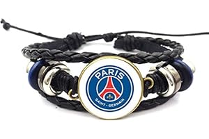 Ousyaah Bracelet tressé de Cuir avec Motif en Logo de Équipe de football Ligue1 - Bracelet Logo Club de football Ligue 1, Meilleur Cadeau pour les Fans de Football