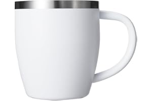 HEECN® Camping Becher - Edelstahl Tasse - Thermotasse - Kaffeebecher - Doppelwandige Isolierbecher BPA-frei 290ml HESS-016 (Weiß)