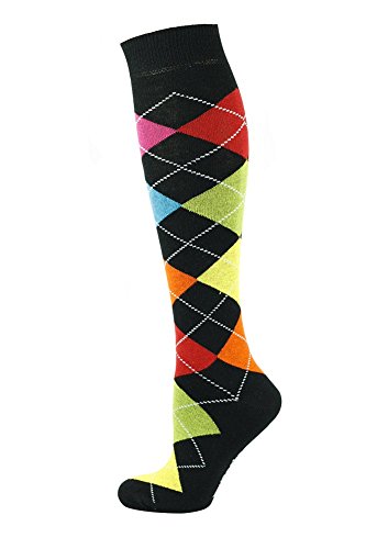 My Socks - Calcetines altos para hombre, diseño de rombos, color negro con 7 colores variados