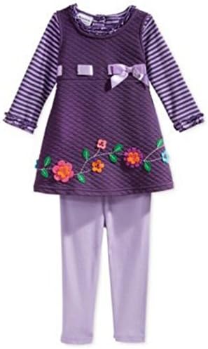 Bluberri Bulevard Baby Outfit Dress + Purple Striped Long Sleeved Shirt + Trousers - -