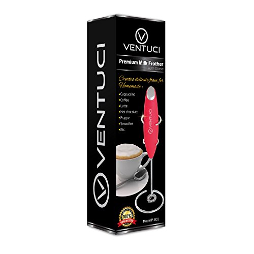 VENTUCI – Premium Milchaufschäumer Elektrisch mit Stand – Elektro-Schaum Maker für Cappuccino, Kaffee, Latte, heiße Schokolade – One Touch Handheld Batteriebetrieben - 9
