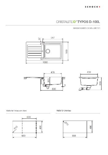 Schock TYPD100LAGNE Spüle Typos D-100L Auflage, nero - 2
