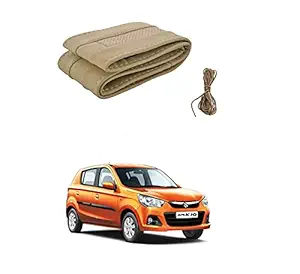 Car Steering Wheel Cover/Leatherette Stitchable Beige with Thread and Needle for Maruti Alto K10