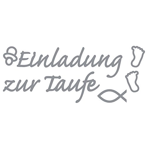 Rayher 30115606 Klebeschrift Einladung zur Taufe , 10x23cm, Spiegelfolie, silber