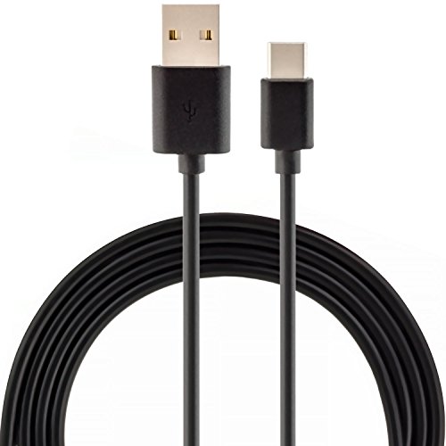 [Saxonia®] 1m USB-C Ladekabel u Datenkabel auf USB 2.0 Premium High Speed Kabel, Schwarz