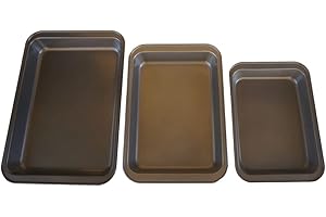 NOBILE LOVELYCARE tris teglie da forno antiaderenti 32-37-42 cm set da 3 lasagnera antiaderente rostiera forno rettangolare acciaio al carbonio