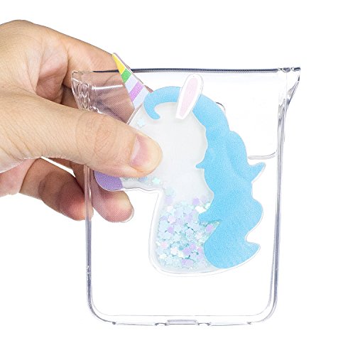 Funda Huawei Y6 II  Carcasa Huawei Honor 5A  Caselover 3D Bling Silicona TPU Unicornio Carcasas para Huawei Y6 II   Huawei Honor 5A Glitter L  quido Arena Movediza Protecci  n Caso Sparkle Brillar Cristal Tapa Case Suave Transparente Claro Bumper Cover Anti Ara  azos Choque Absorci  n Cubierta Caja  5 5 pulgadas  - Azul