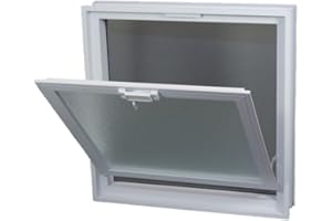 Fuchs Design Fenêtre d'aération (384x384x80 mm) Blanc au lieu de 4 briques de verre au format 19x19x8 cm - avec moustiquaire