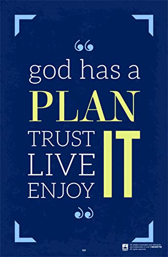 HUNGOVER Wall Art - God Has A Plan Trust It Live It Enjoy It, Motivational Framed Poster for Home & Office, (Size 13X19)