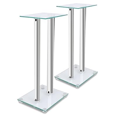 vidaXL Paire de pieds d'enceintes(chacune munie de deux tubes argents)