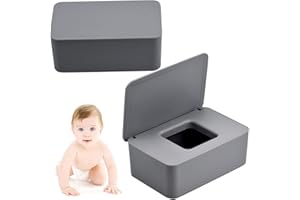 ZDQC 2 Stück feuchttuch box,feuchttücher spenderbox,toilettenpapier box mit deckel,serviettenbox,Baby Feuchttuchbox,tücherbox,serviettenbox mit deckel (Grau)