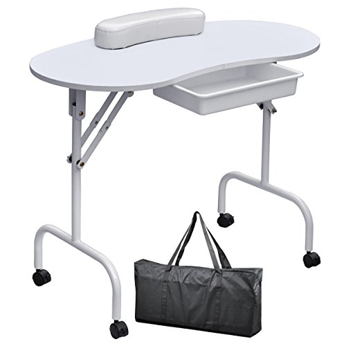 tinkertonk Foldable Manicure & Pedicure Table With Bag & Wrist Rest, White