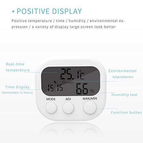 Tikitaka LCD-Digital-Thermometer-Hygrometer TA638 Temperatur- und Feuchtigkeitsmessgerät Messgerät mit Uhr Wetterstation - 9