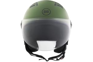 BHR Casco Demi-Jet 834 FLOW - Casco Scooter Estivo Omologato ECE 22.06 con 16 Fori di Aerazione - Visiera Antigraffio e Sgancio Micrometrico