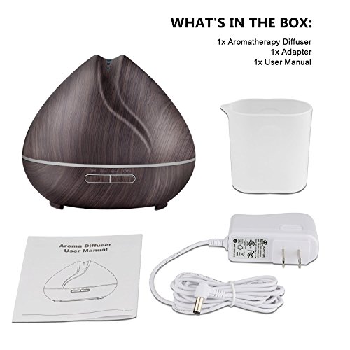 InnoSuper Aroma Essential Oil Diffuser, Schwarz Holzmaserung 400ml Ultraschall-Luftbefeuchter mit kühlem Nebel mit 7 Farben LED für Yoga Spa Home Office Zimmer - 7