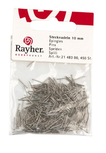 Rayher 2148500 Stecknadeln, 10 mm, Plastik-Dose 25 g (ca. 1.100 Stück)
