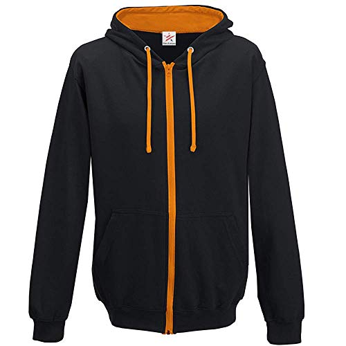 Star and Stripes Jet Black/Orange Crush Contrasto Varsity con Cappuccio e Zip Plus 1 t-Shirt con Contrasto con Cappuccio e Zip Jet Black/Orange Crush Small