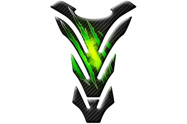 Protection du RÉSERVOIR RÉSINE RÉSINE 3D AU Carbon RAYÉ Compatible pour Moto Honda Kawasaki Aprilia Ducati Cagiva Yamaha PE(N) (Green)