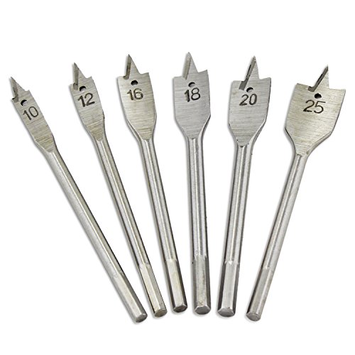 Aussel 6PCS Holzflachbohrer Set 10,12,16,18,20 und 25mm Holzbearbeitung Lochschneider Werkzeuge - 2