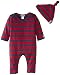 Lilly & Sid Baby-Boys Stripey Playsuit and Hat with Gift Box Romper, Blue, 0-3 Months