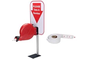 CYSSJF Take-A-Number Ticket Machine (with Stand) | Queue Management | for Deli-Counter/Supermarket/Café/Restaurant/Clinic | 1x Waiting Tickets Dispenser (Red)+1x Number Roll (3-Digit: 000-999)