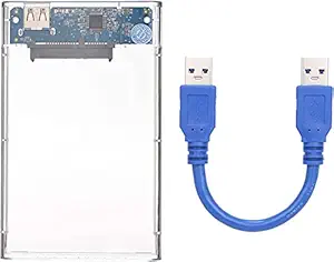 CLUSPEX USB 3.0 HDD Case Box Hard Drive Enclosure Compatible with 2.5-inch Sata HDD Enclosure Universal Transparent