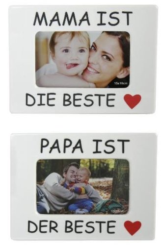 2er Set Fotorahmen Bilderrahmen Mama + Papa