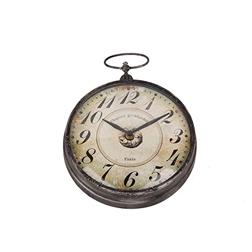 NIKKY HOME Wandbehang Uhr mit Handgriff -Taschen-Uhr-Design für Wohnzimmer Badezimmer Dekoration Vintage Distressed Finish Metall - 2