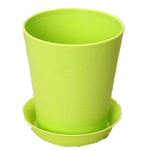 Flower pot - TOOGOO(R)Cute Folded Vase Flower Pot Plastic For Home Office Garden Decoration With A Tray Green