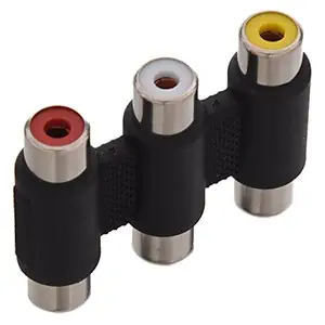 FOXMICRO AV Audio Video 3 RCA Female to Female Coupler Adapter Connector (Pack of 2)-FM