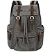 Produktbild Canvas Rucksack Damen Herren Laptop Rucksack 15.6 Zoll Echtleder Vintage Segeltuch Rucksack Daypack Retro Schulrucksack Grau