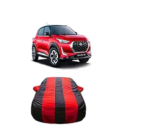 Bull Rider Red Stripe Car Body Cover for Nissan Magnite with Mirror Pocket