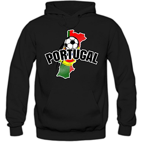 Portugal WM 2018 #1 Hoody | Fußball | Herren | Trikot | Nationalmannschaft © Shirt Happenz, Farbe:Schwarz (Black F421);Größe:M