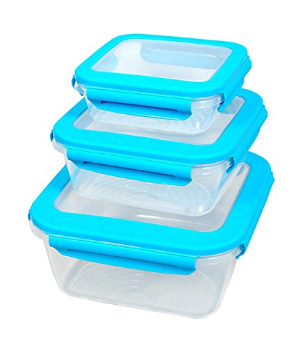 GKW 4606 Plastic Storage Containers - 3 Pieces, Blue