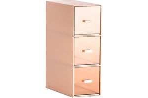 FARYODI Organizador de maquillaje con cajón y almacenamiento de baño y organización – Caja de almacenamiento compacta con cajones para almacenamiento flexible de joyas (rosa)