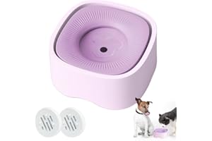 Qianyou Comedero Perro Antivoracidad 1200ML,Flotante, Antivuelco, Antisalpicaduras,Bebedero Perro Grande,Comedero Gatos,Bebedero Perro Portatil,2 Elementos de Filtro,Morado