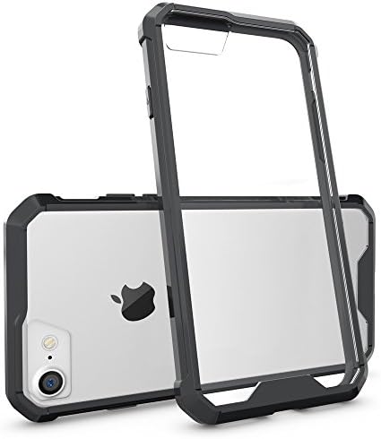 iPhone 7 Case, iPhone 8 Case with [Tempered Glass Screen Protector], Yokase iPhone 7 Cover, iPhone 8 Cover Soft TPU Border and Hard PC Back iPhone 7 Case Black [Hybrid Reinforced Corners] for iPhone 7/ 8 - 4.7inch-Black