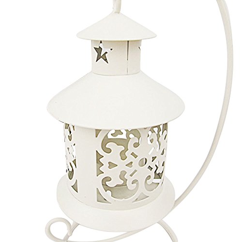 Vejaoo Metall Kerzenhalter Moderne Laterne Vintage Tee Licht Aushöhlen Armleuchter Home Decor (Weiß) - 7