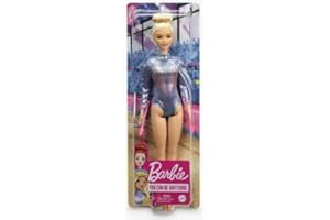 Barbie Rhythmic Gymnast Blonde Doll (12-in/30.40-cm) with Colorful Metallic Leotard, 2 Clubs & Ribbon Accessory, Great Gift for Ages 3 Years Old & Up, GTN65