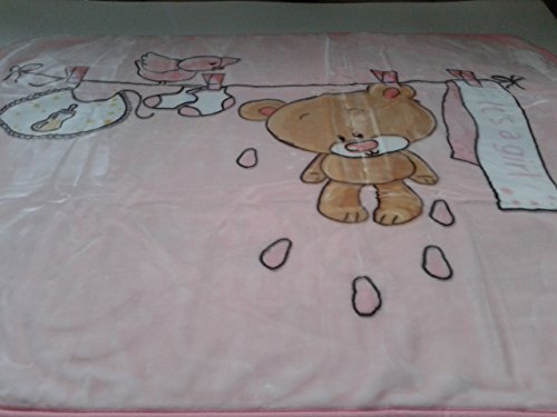 ITS A GIRL PINK BABY SPANISH STYLE BLANKET SUPERSOFT LARGE SIZE