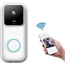 Sonnette Vidéo, Visiophone sans Fil HD 1080P avec Conversation Bidirectionnelle Vision, Nocturne et Grand Angle Rappel de Détection de Mouvement PIR App pour iOS, Android, Windows Connexion Wi-FI