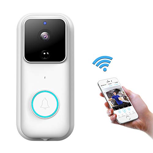 Sonnette Vidéo, Visiophone sans Fil HD 1080P avec Conversation Bidirectionnelle Vision, Nocturne et Grand Angle Rappel de Détection de Mouvement PIR App pour iOS, Android, Windows Connexion Wi-FI