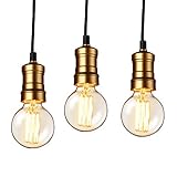 Farbe: schwarz / messing [lux.pro] Hängelampe im Retro-Look - 3er Set - (Messing) Edison Lampenfassung