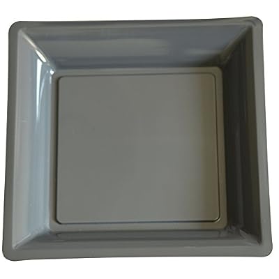 Aptafêtes - EM011/ARDOISE - Paquet de 12 Assiettes Plastique Carrées Ardoise - 215 x 215 mm