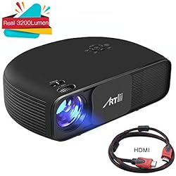 Artlii Proyector HD Ready, 3200 Lúmenes, Consigue una Imagen de 120”, Soporte 1080P & 2 x HDMI, para TV Stick, Tablets & Ordenador Portátil & PS4 & Xbox y Más
